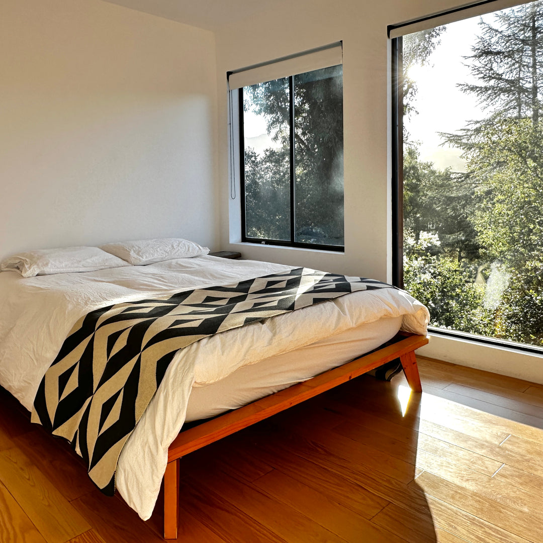 Modern Neutral Geometric Bed Throw