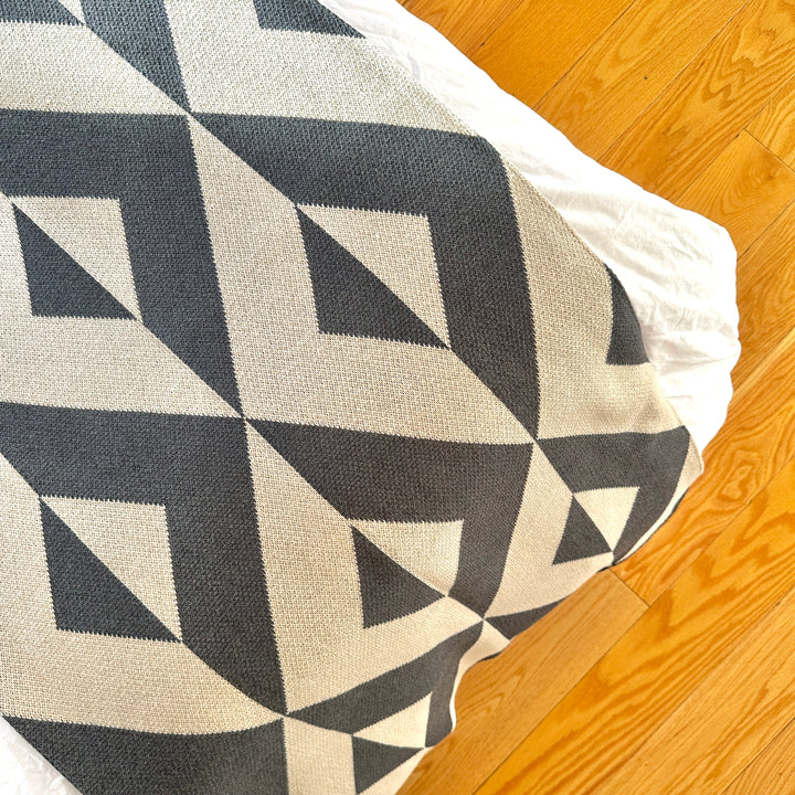Modern Neutral Geometric Bed Throw