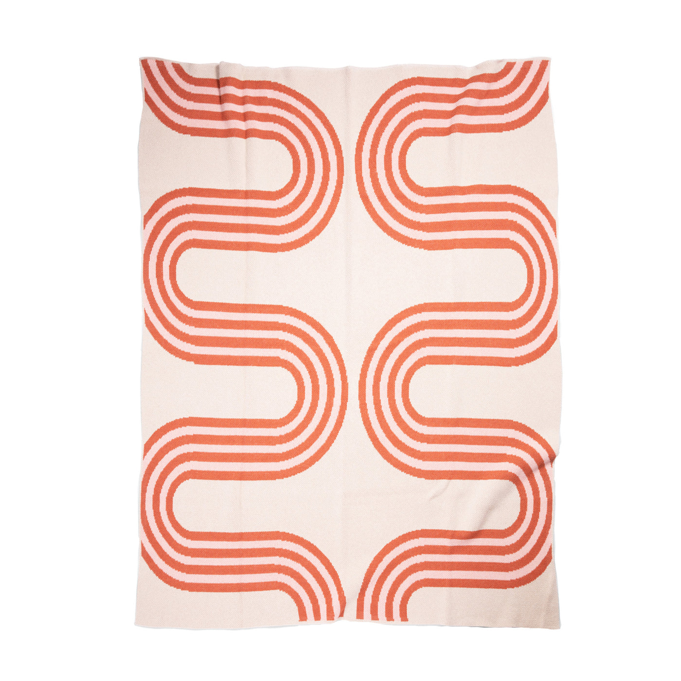 Big Wavy Lines Throw in Pink and Orange