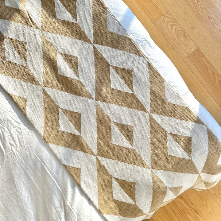 Modern Neutral Geometric Bed Throw
