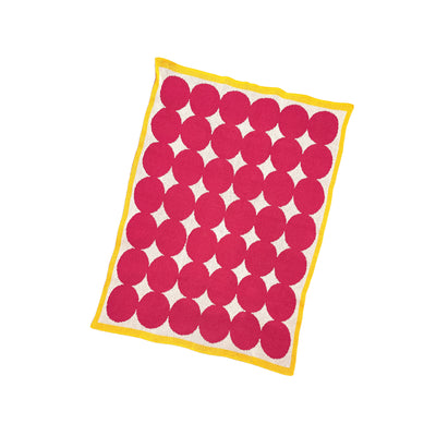 Pink Dots with Yellow Trim Baby Blanket