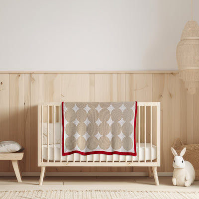 Neutral Nursery with a Pop of Red on Cotton Baby Blanket