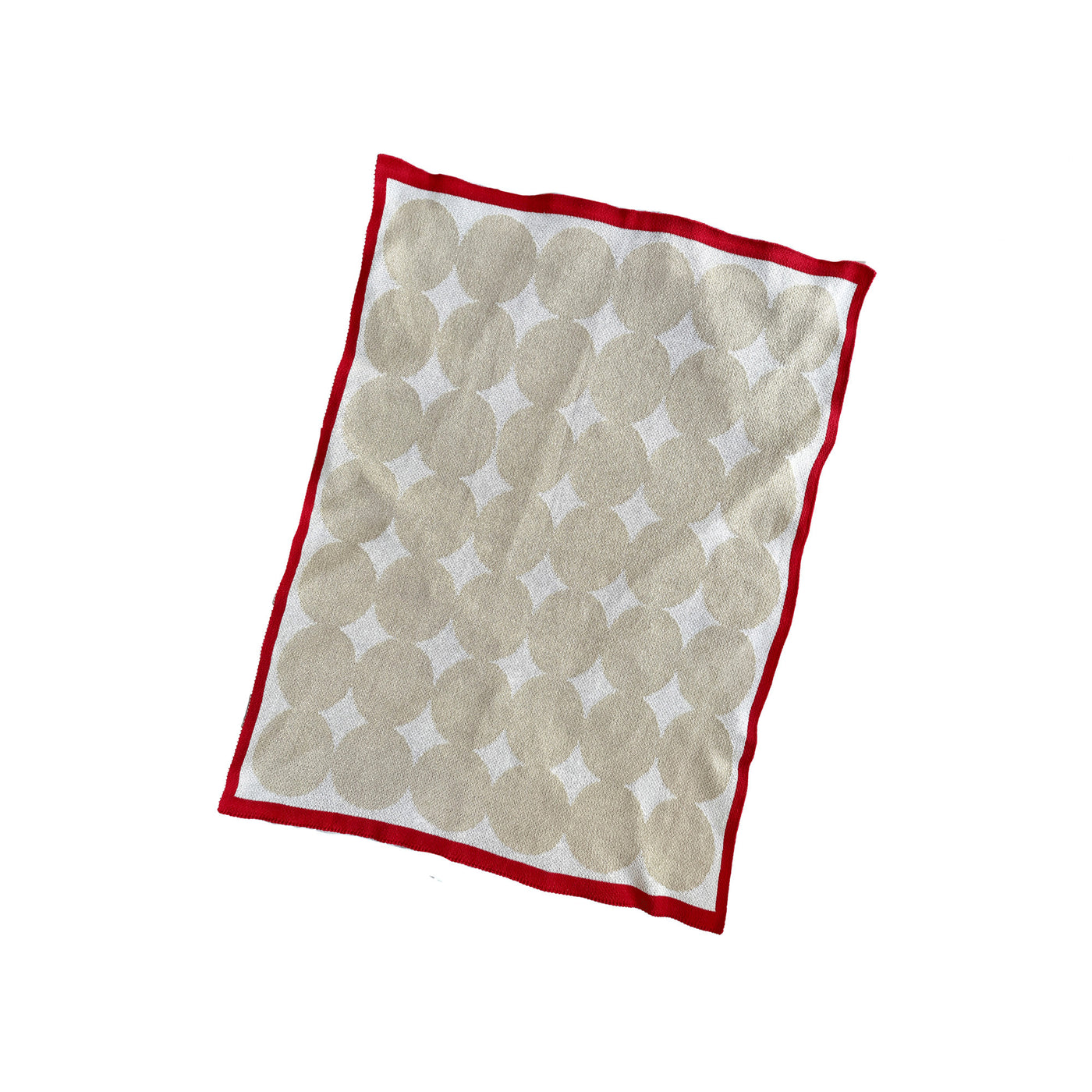 Beige Dots with Red Trim Cotton Baby Blanket