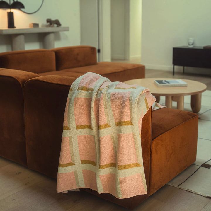 Windowpane Throw Blanket in Blush