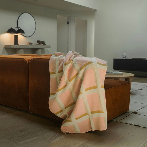 Windowpane Throw Blanket in Blush