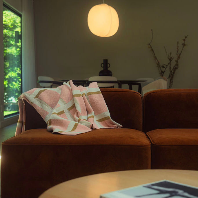Windowpane Throw Blanket in Blush