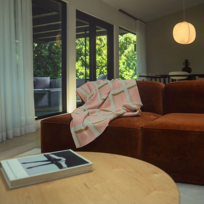 Windowpane Throw Blanket in Blush