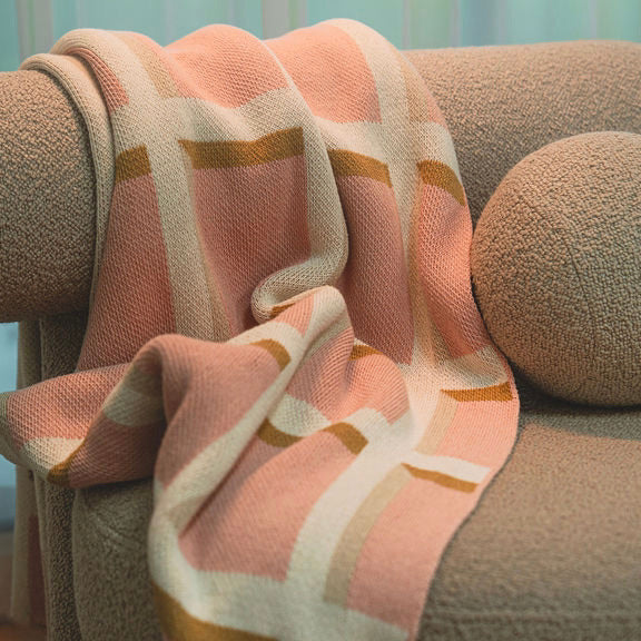 Windowpane Throw Blanket in Blush