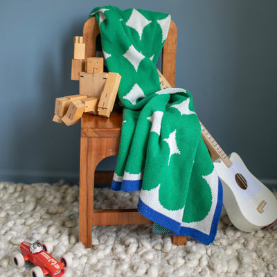 Green and Navy Baby Blanekt with Toy Guitar