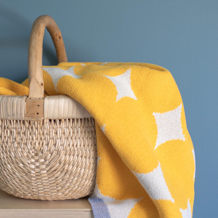 Close Up of Yellow Dots Baby Blanket