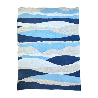 Wavy Lines Throw in Blue and Beige