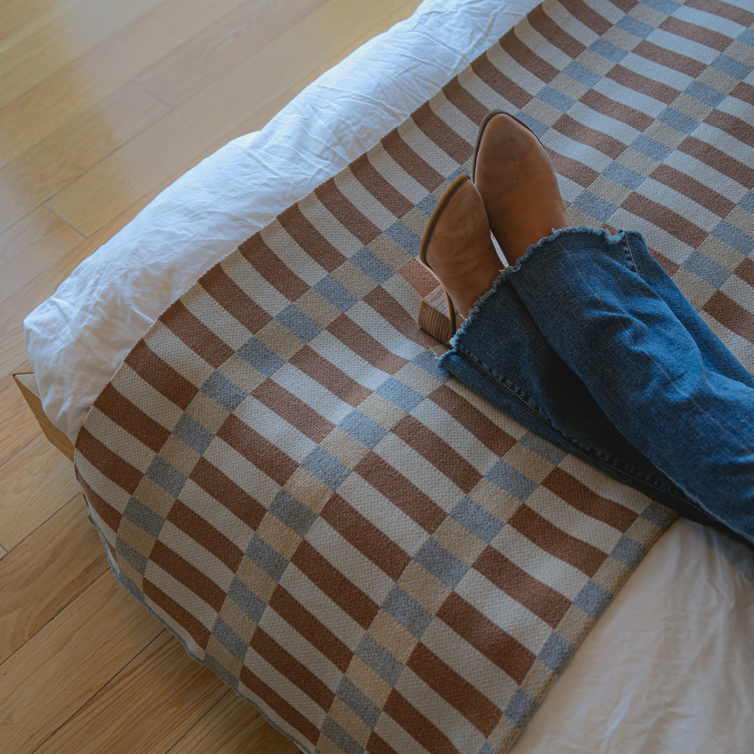 Modern Grey and Camel Bed Runner