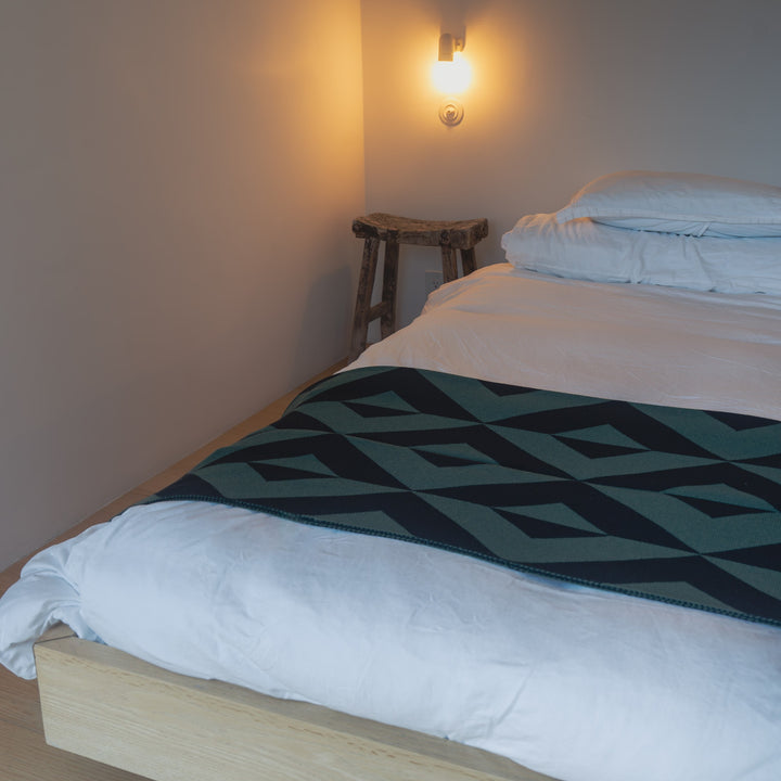 Reverse King and Queen Bed Runner- Forest + Black