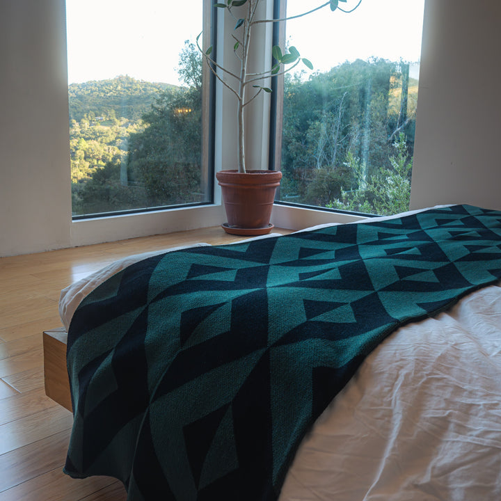 Reverse King and Queen Bed Runner- Forest + Black