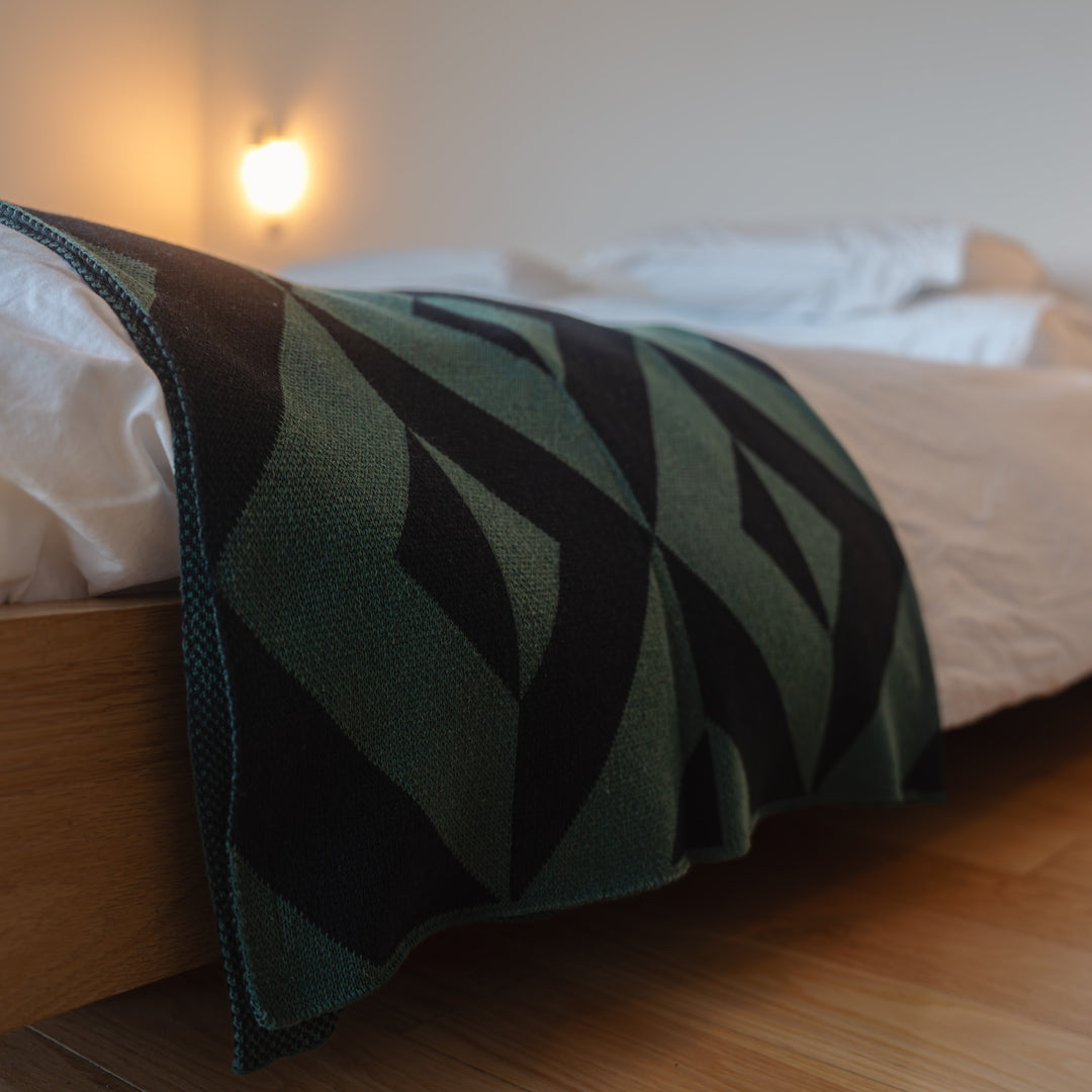 Reverse King and Queen Bed Runner- Forest + Black