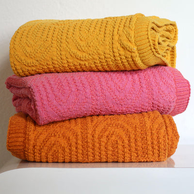 Stack of Cotton Colorful Blankets