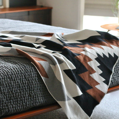 Southwest Style Throw Blanket on modern bed