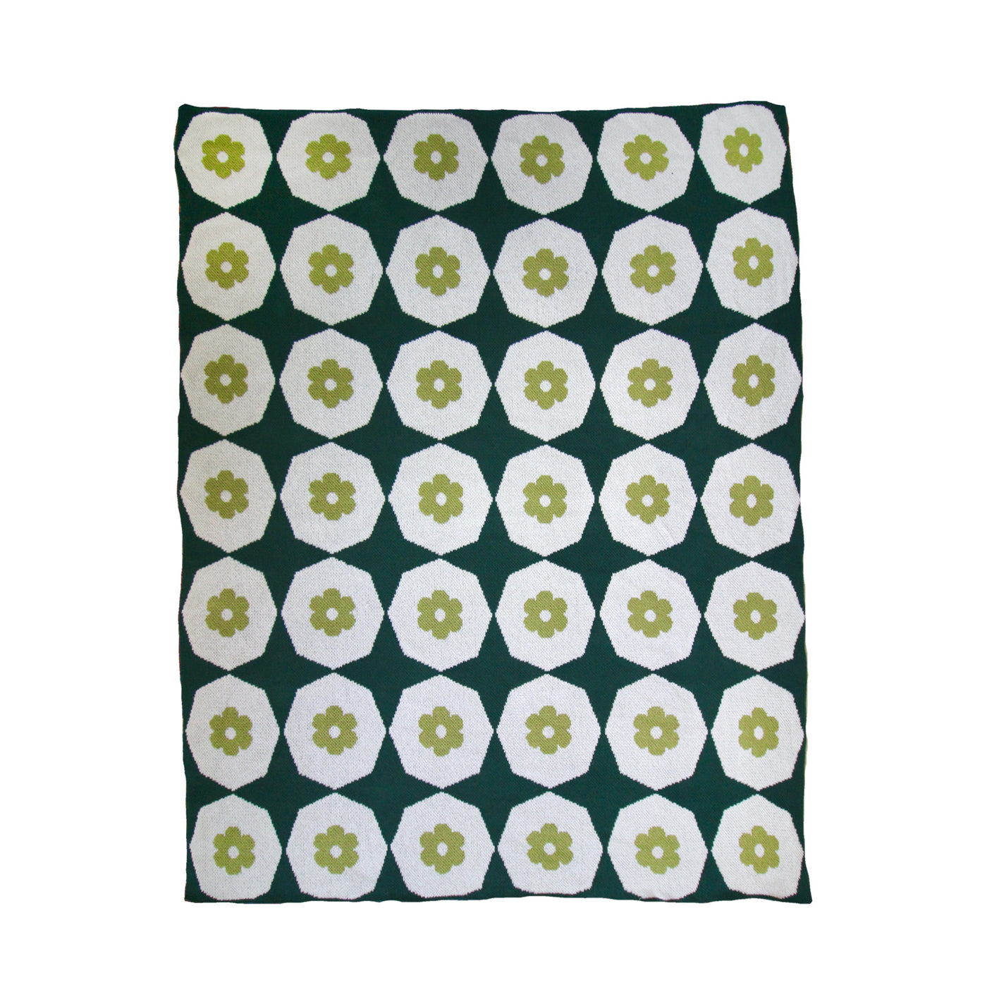 Green Geometric Flower Throw Blanket