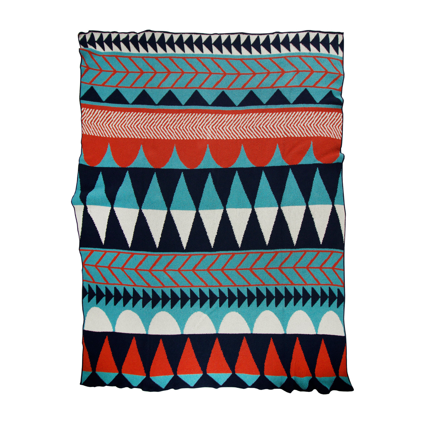 Funky Pattern Throw in Navy Orange and Turquoise