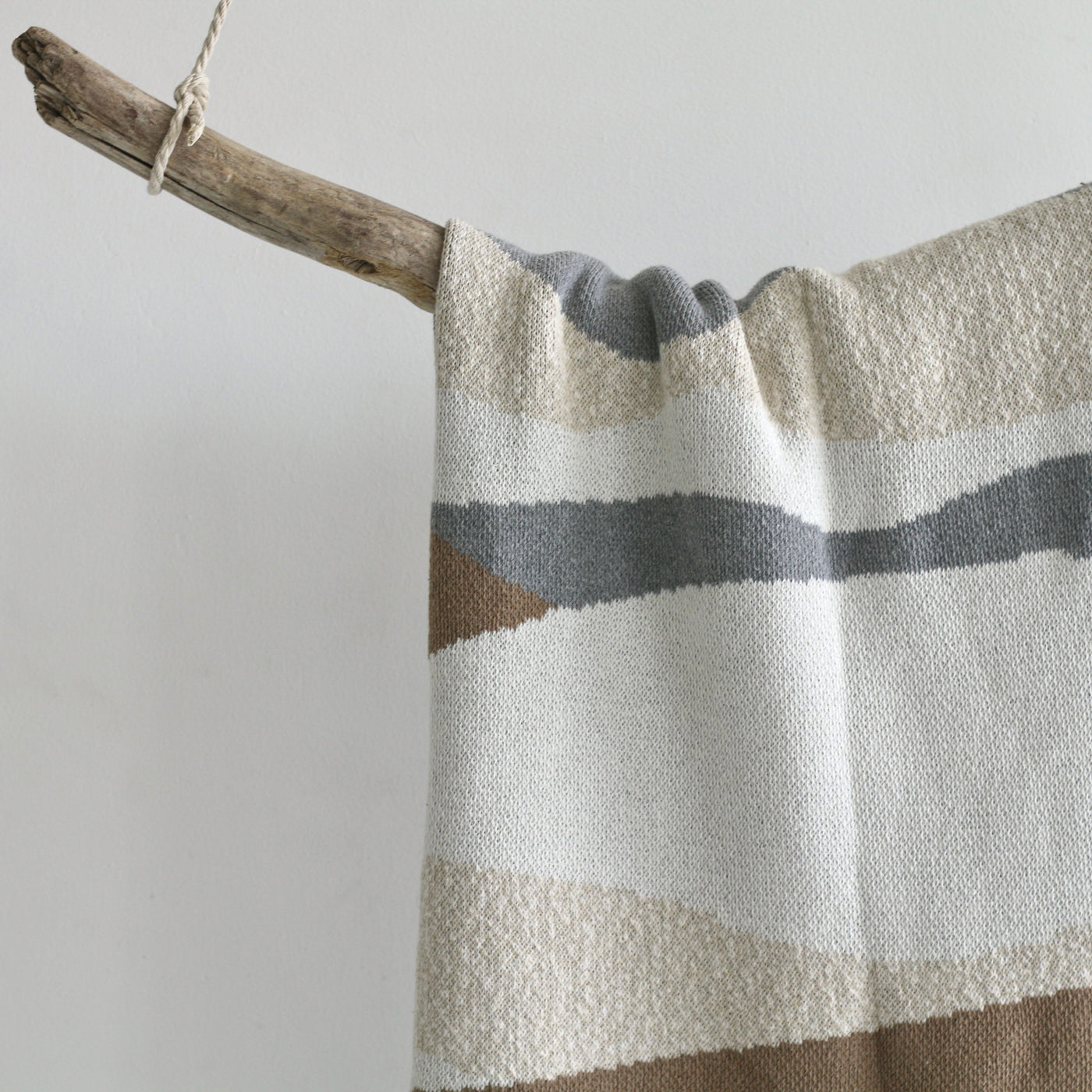 Cotton Throw in Grey and Tan with Texture