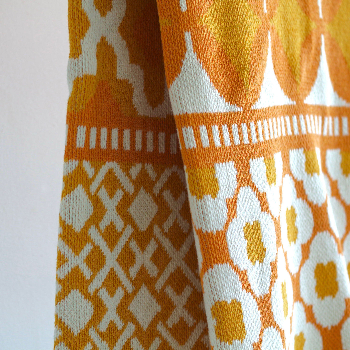 Orange and Yellow Floral Pattern Cotton Throw