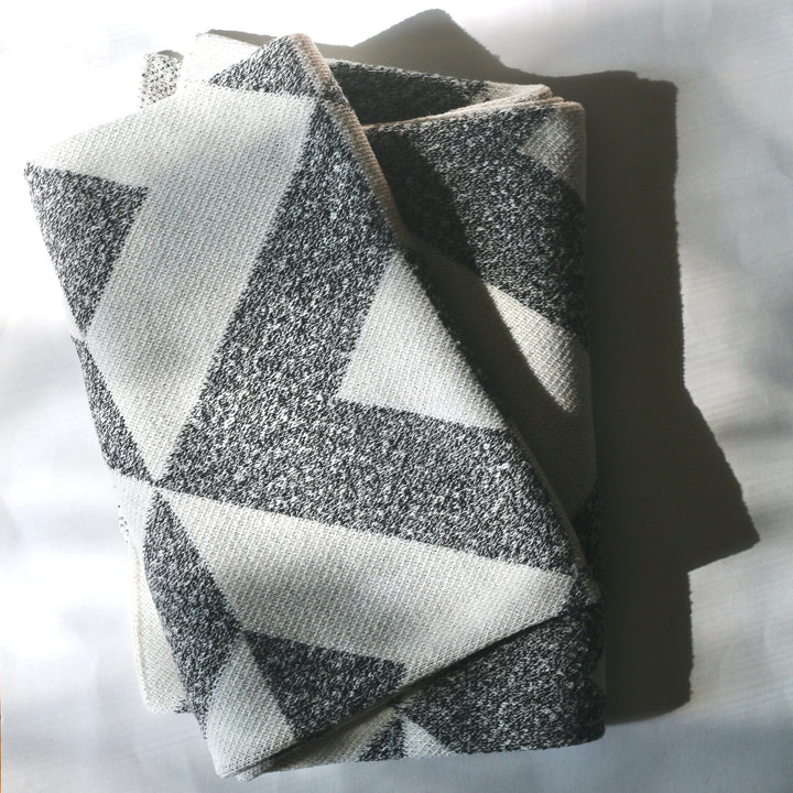 Reverse Throw Blanket in Black & White Marl