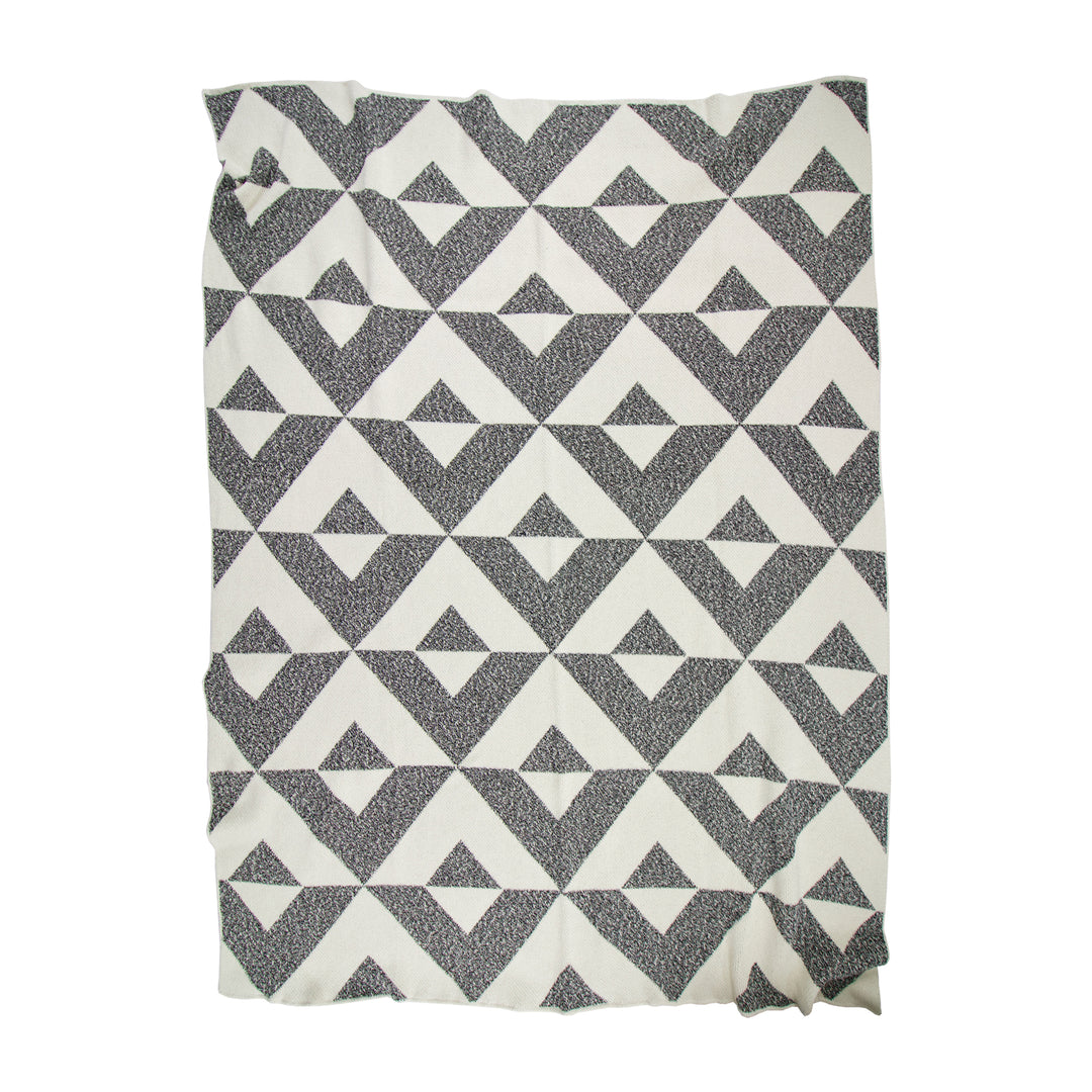 Reverse Throw Blanket in Black & White Marl