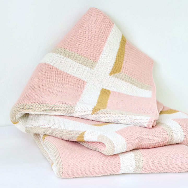 Windowpane Throw Blanket in Blush