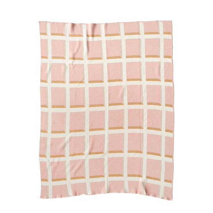 Windowpane Throw Blanket in Blush