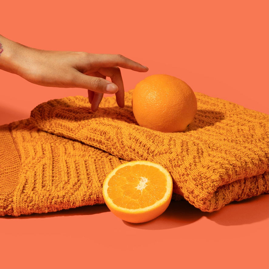 Modern Orange Cotton Textured Throw Blanket