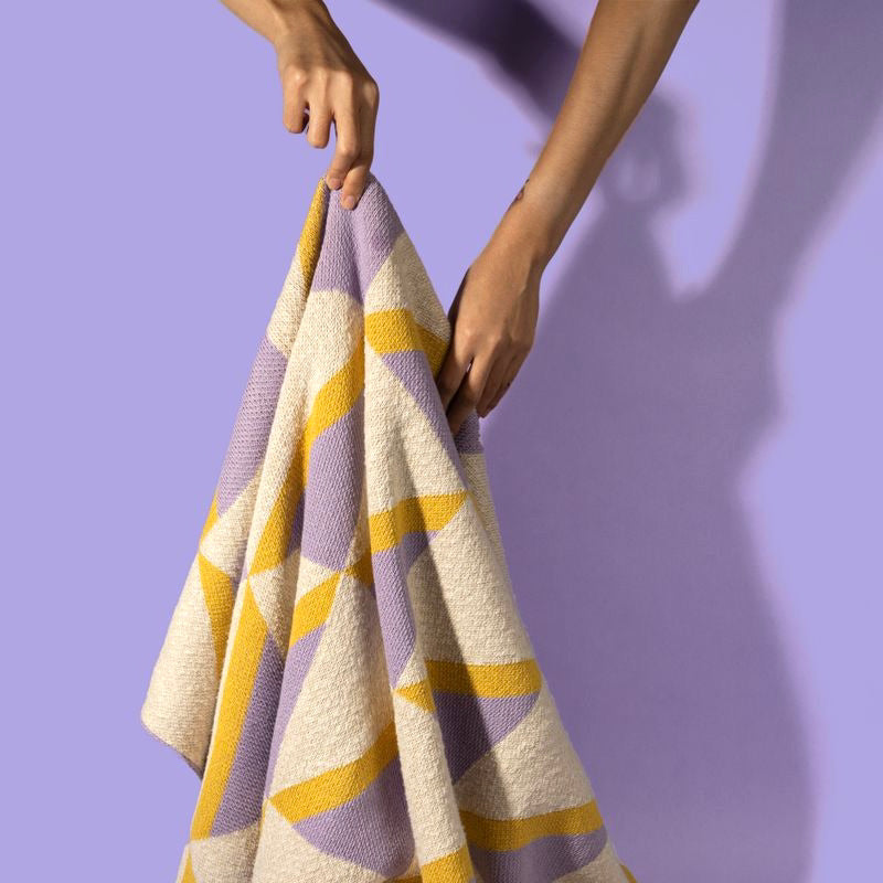 Lavender and Yellow Modern Cotton Throw Blanket