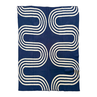 NAVY MID CETURY MODERN THROW BLANKET