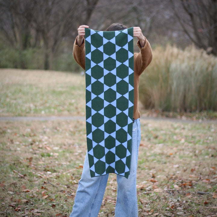 Lark Scarf- Olive + Light Blue