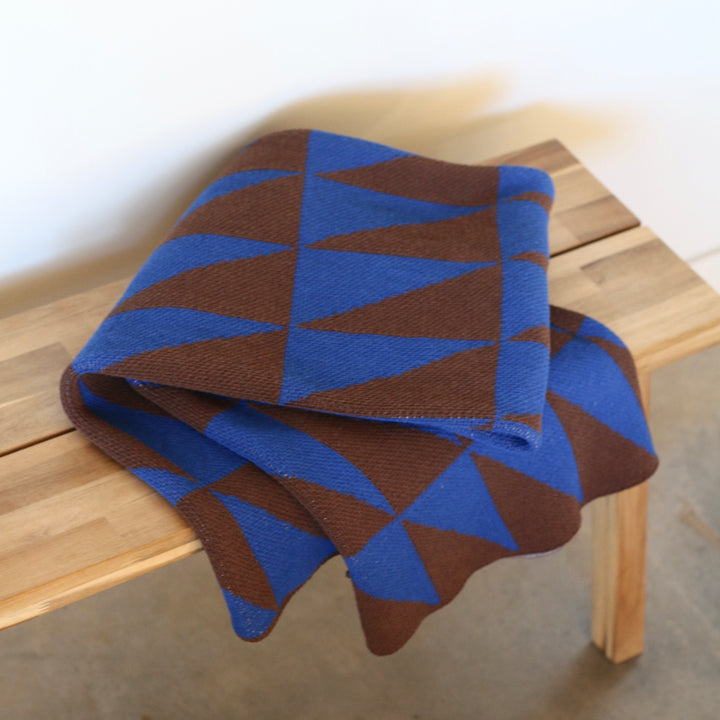 Alpine Throw Blanket in Royal Blue + Chocolate Brown