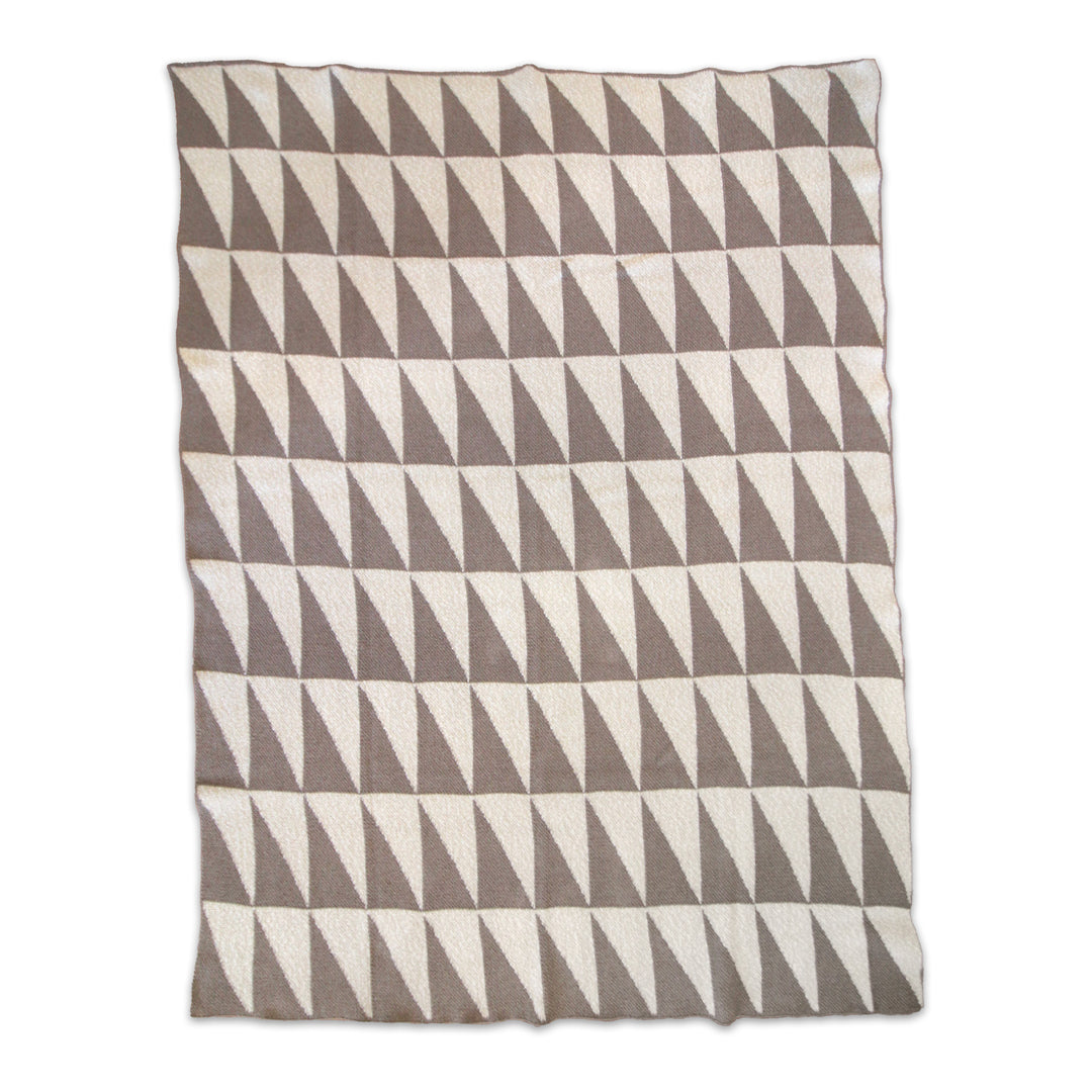 Taupe Geometric Throw Blanket