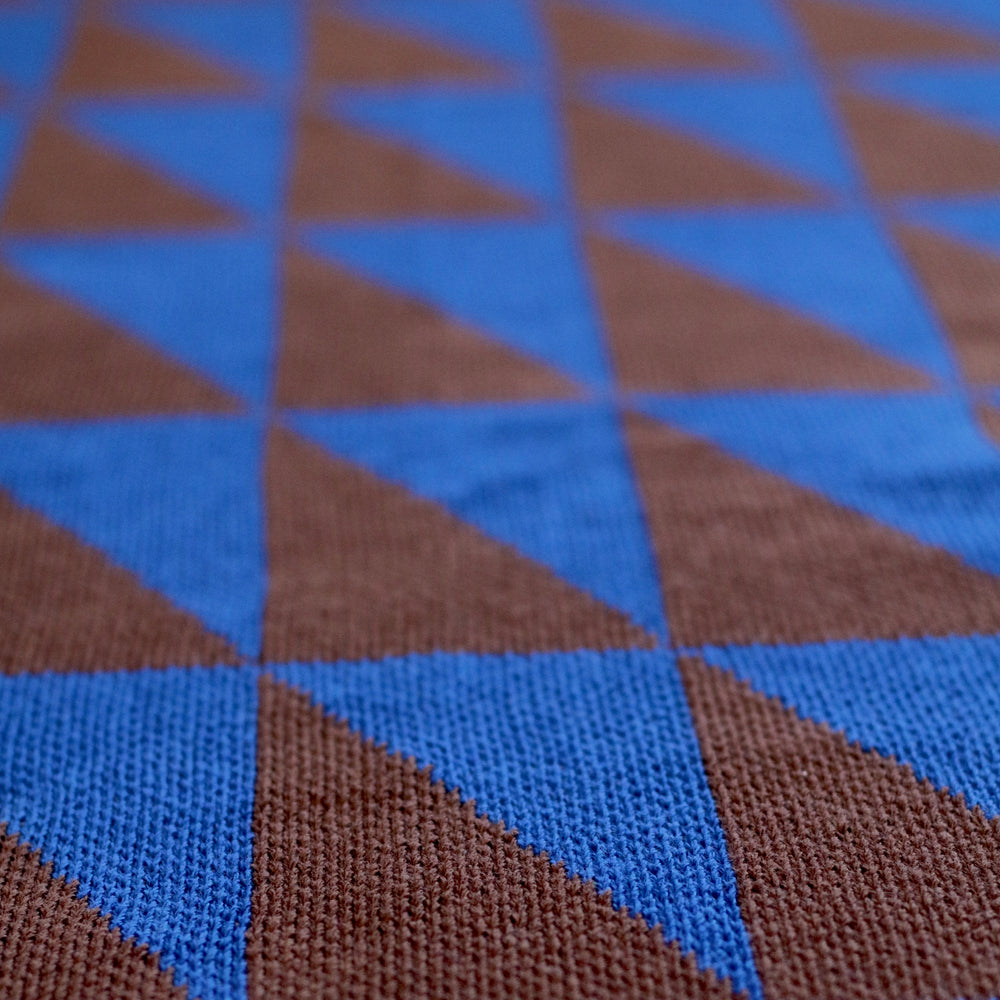 Brown and Blue Triangle Throw Blanket