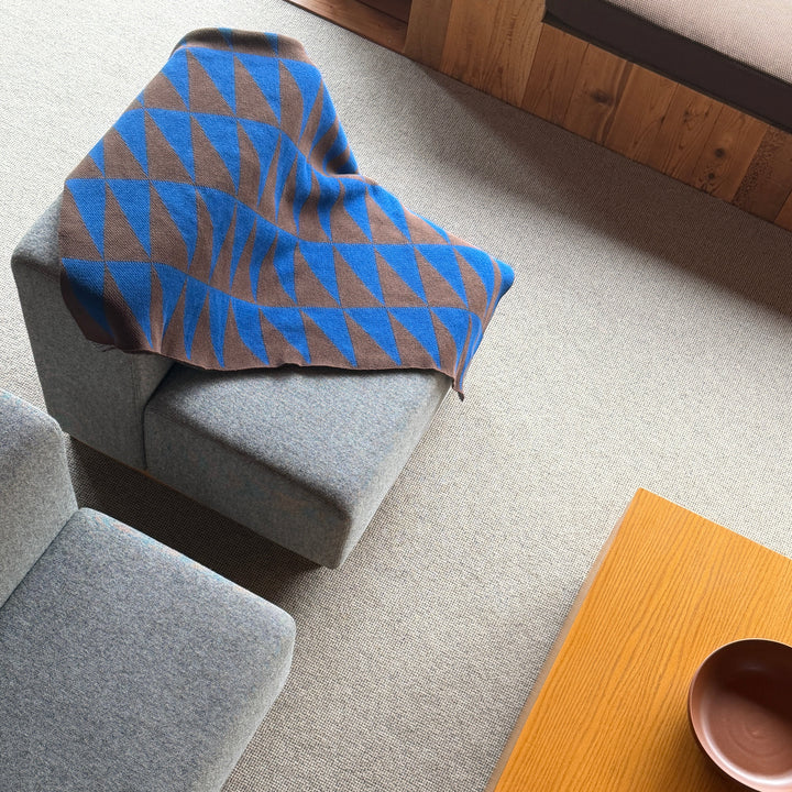 Alpine Throw Blanket in Royal Blue + Chocolate Brown
