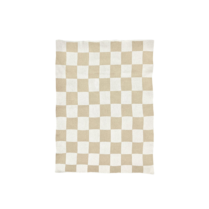 Tan Checked Baby Blanket