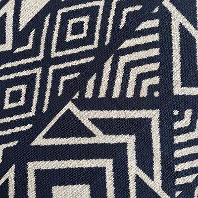 Navy Blue Cotton Patterned Throw Blanket