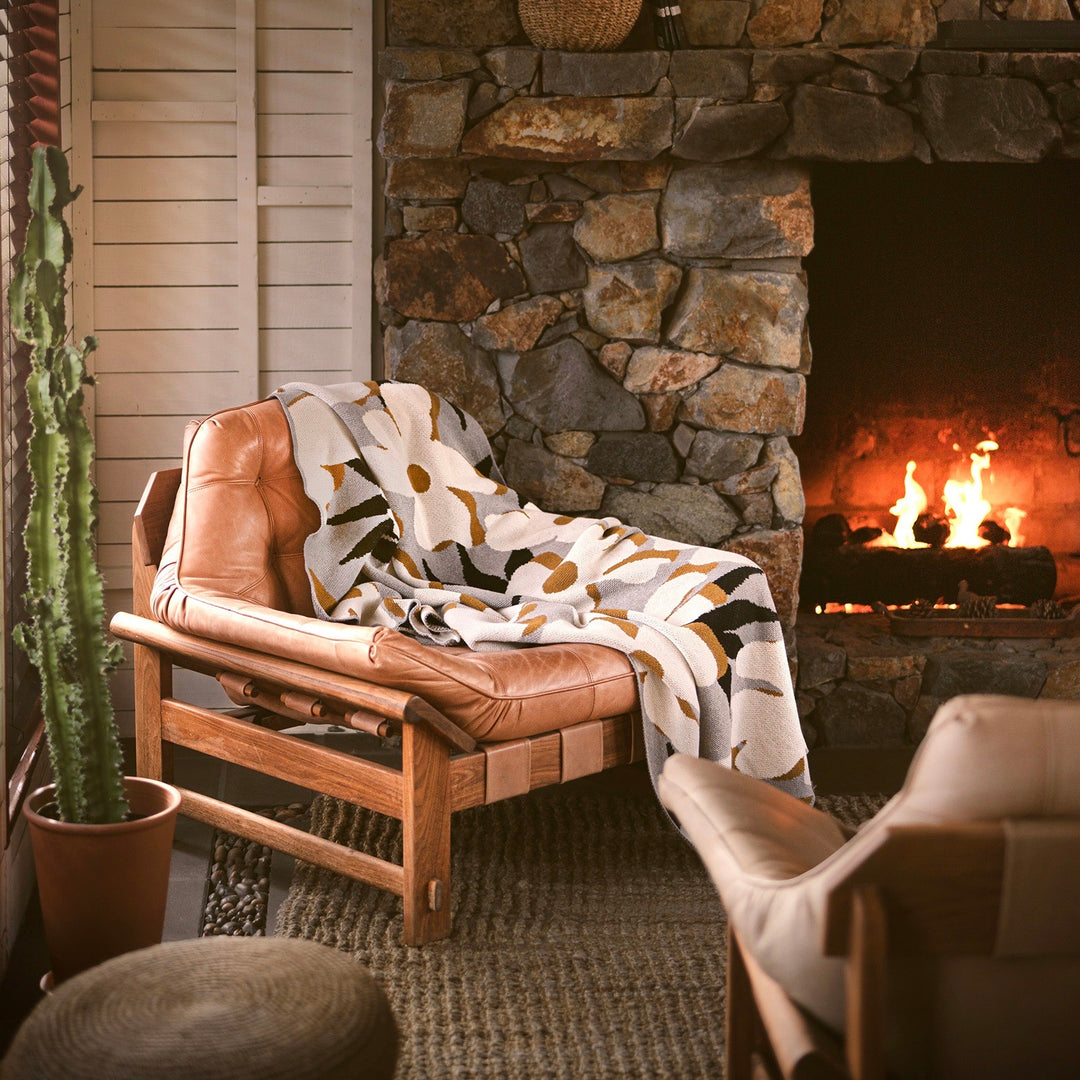 Desert Flower Throw Blanket in Dove