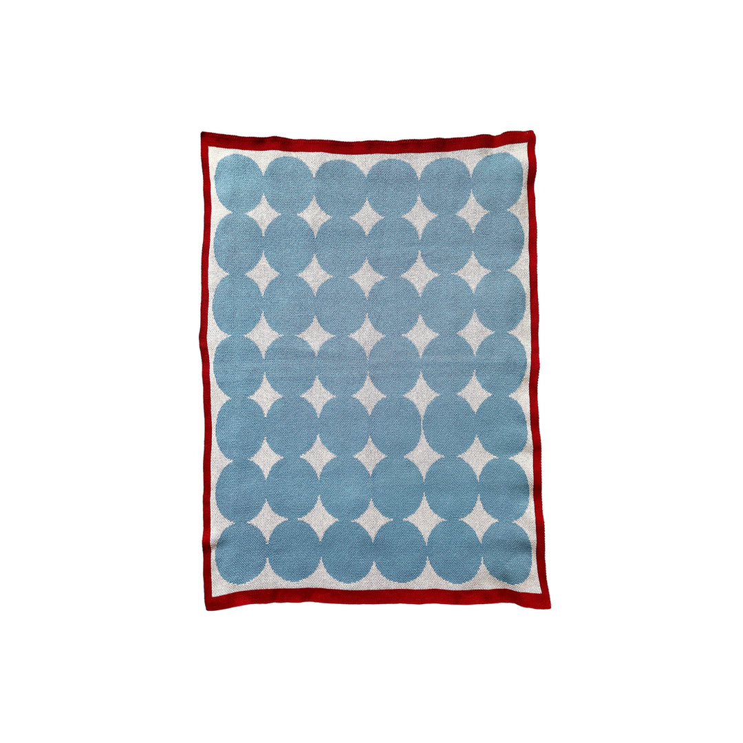 Light Blue Baby Blanket with Red Trim