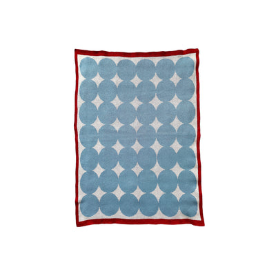 Light Blue Baby Blanket with Red Trim