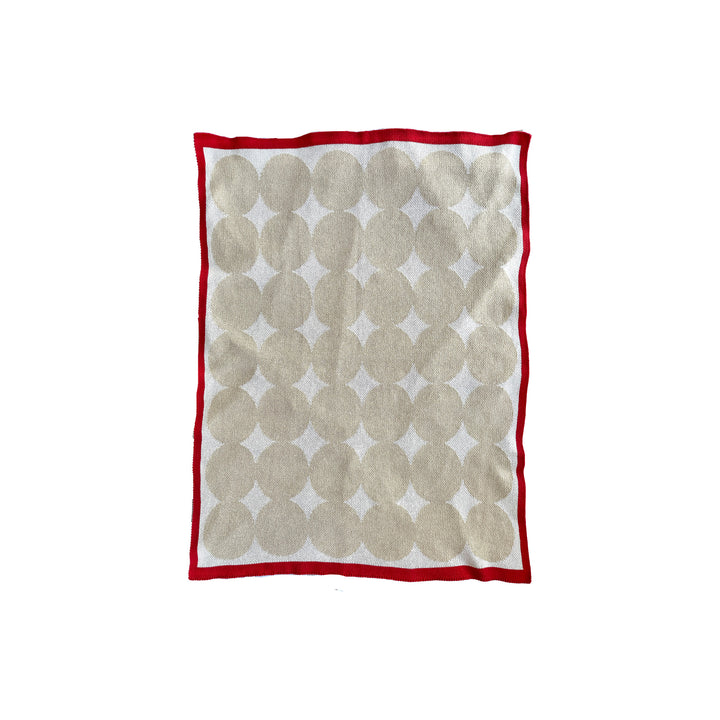 Modern Dots Baby Blanket in Beige and Red