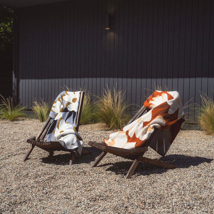 Adirondak Chairs with Flower Throws