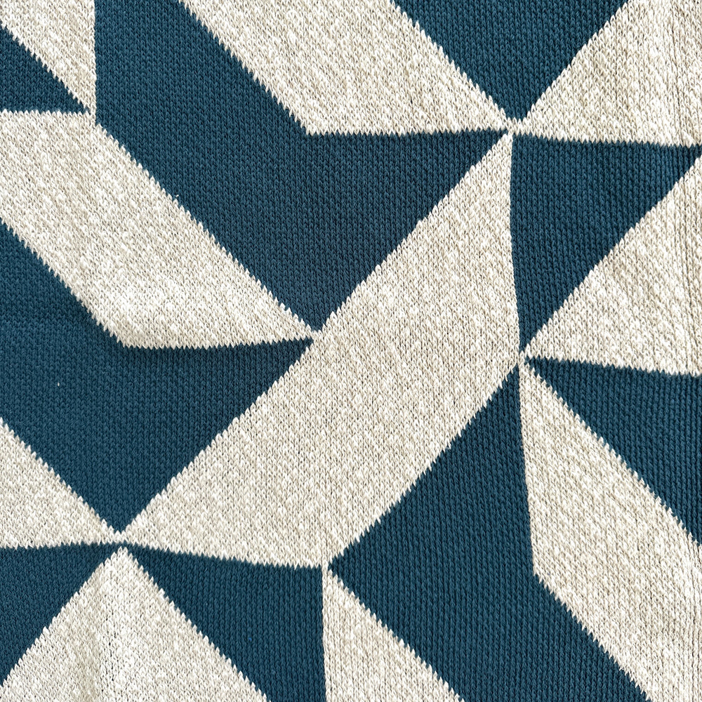 Cotton Teal Geometric Throw Blanket