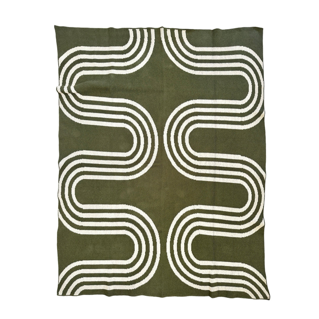 Olive Green Mid Century Modern Throw