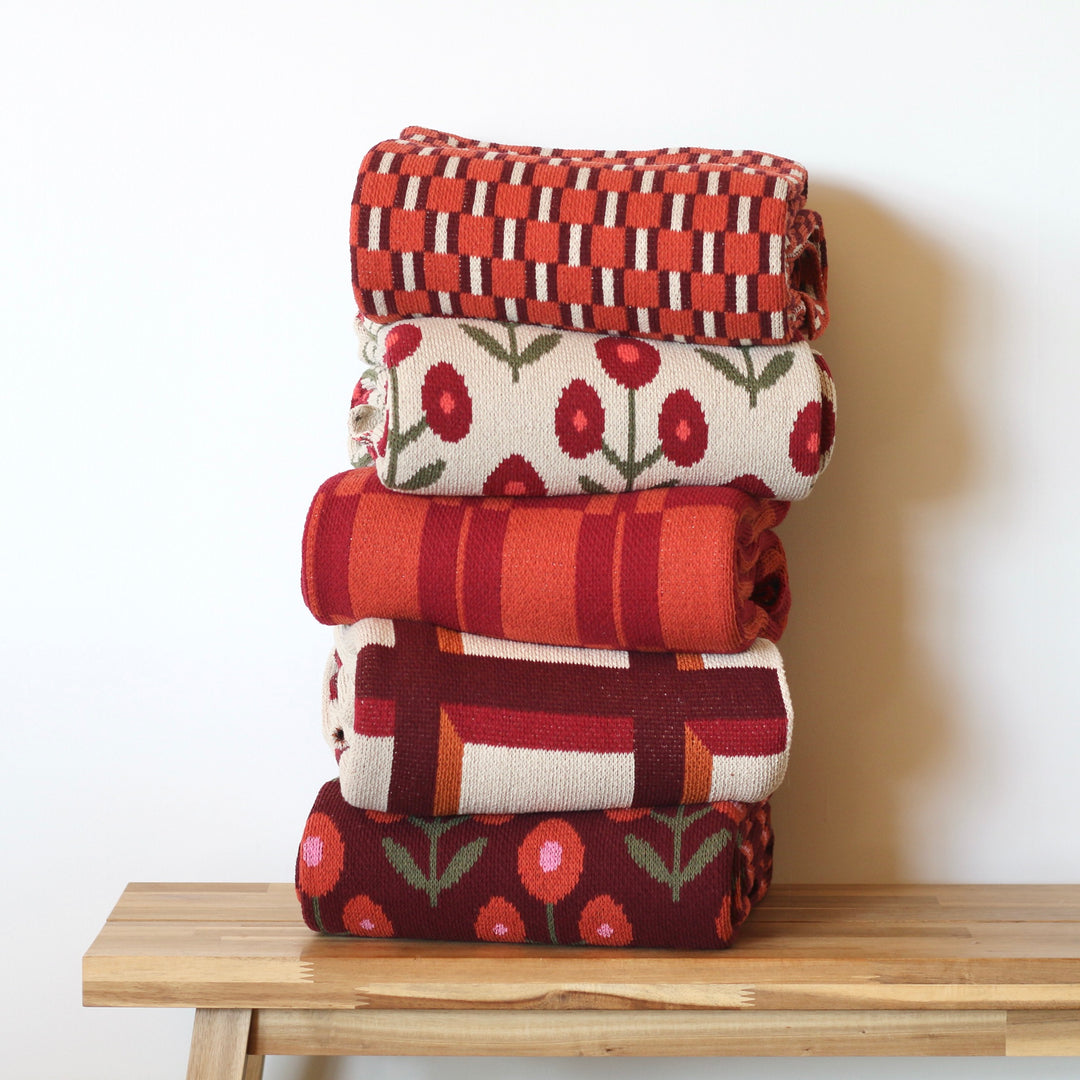 Windowpane Throw Blanket in Wine