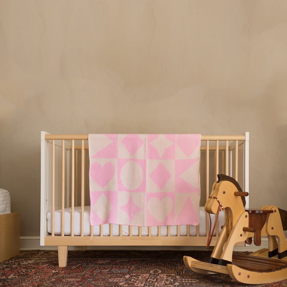 Pink Geometric Baby Blanket