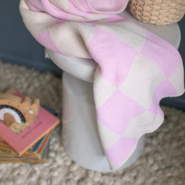 Checkers Mini- Pink Baby Blanket