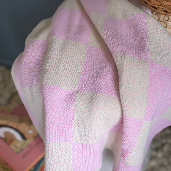 Checkers Mini- Pink Baby Blanket